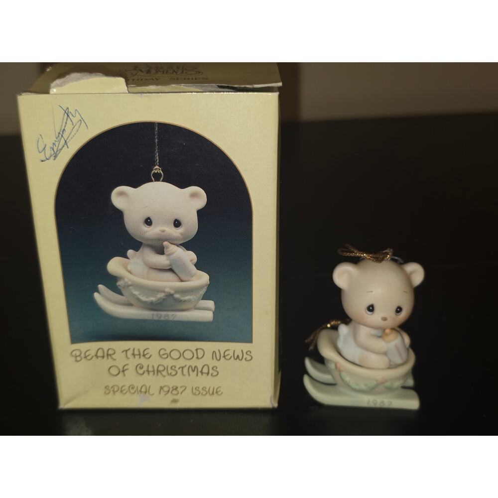 Precious Moments Bear The Good News Of Christmas 1987 Ornament Enesco 104515 - Picture 1 of 10